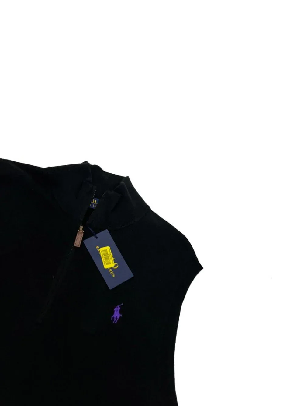 Polo Ralph Lauren NEW NWT Sweater Vest Black 1/4 Zip Pima Cotton Mens L purple